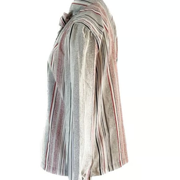 Vintage Devon Striped Button Down w P---y Neck Bow blouse size large L - Picture 4 of 4